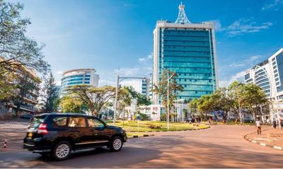 Panoramic view over Kigali from Rebero hilltop neighbourhood, Rwanda