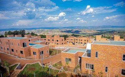 House under construction in a Kigali neighbourhood, Rwanda